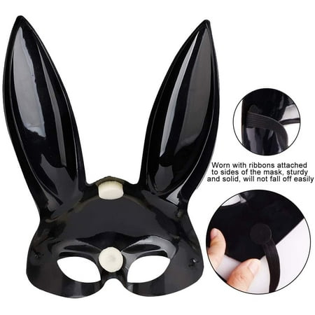 Happyyami Half Face Rabbit Mask Bunny Ear Eye Mask for Halloween Party Costume Cosplay Accessory